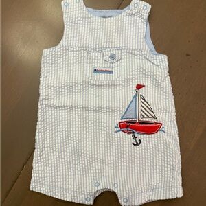 Little Me Blue and Red Sailboat Bodysuit NWOT